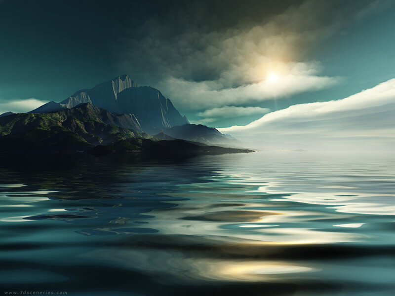 Mountain landscape at sunrise