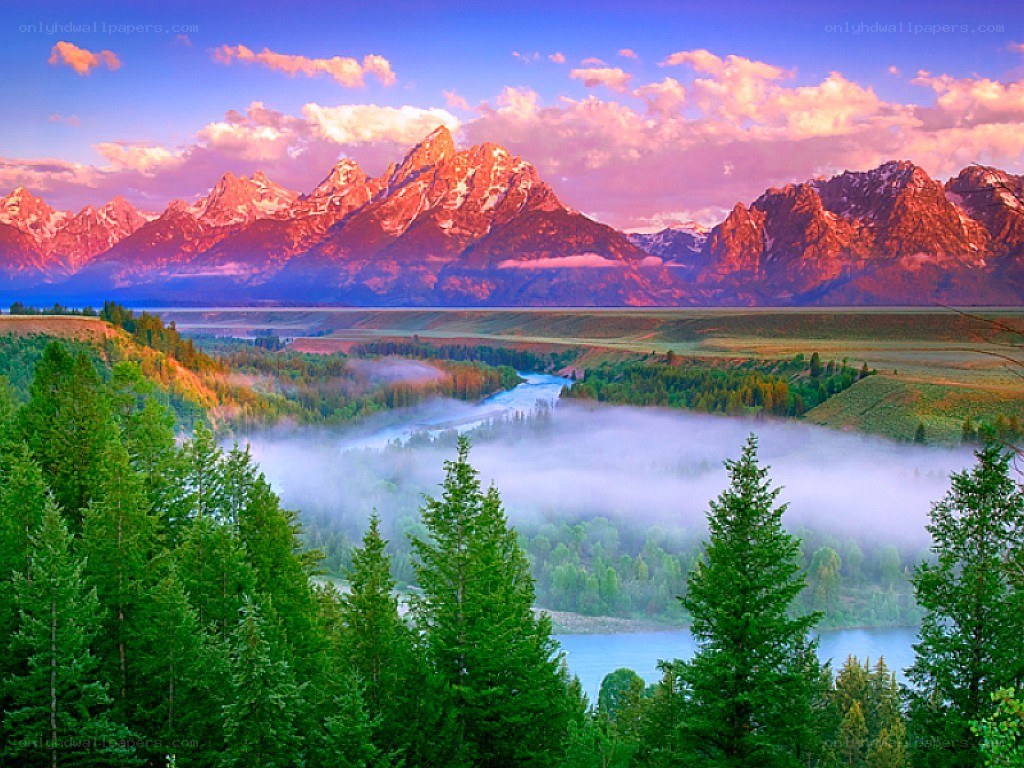 Mountain landscape at sunrise
