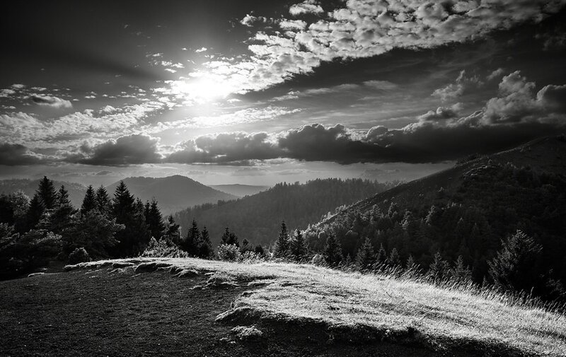 Mountain Landscape at Sunrise — Black