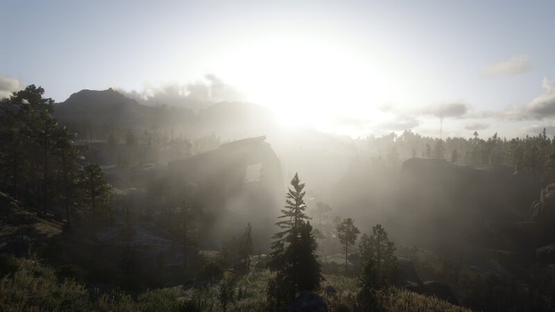 Mountain Landscape at Sunrise — Green, Serene, 3d Render