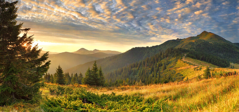 Mountain Landscape at Sunrise — Green