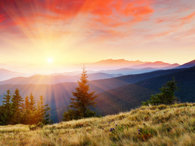 Mountain Landscape at Sunrise — Orange