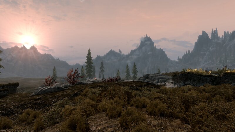 Mountain Landscape at Sunrise — Pink