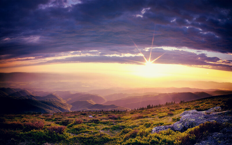 Mountain Landscape at Sunrise — Purple
