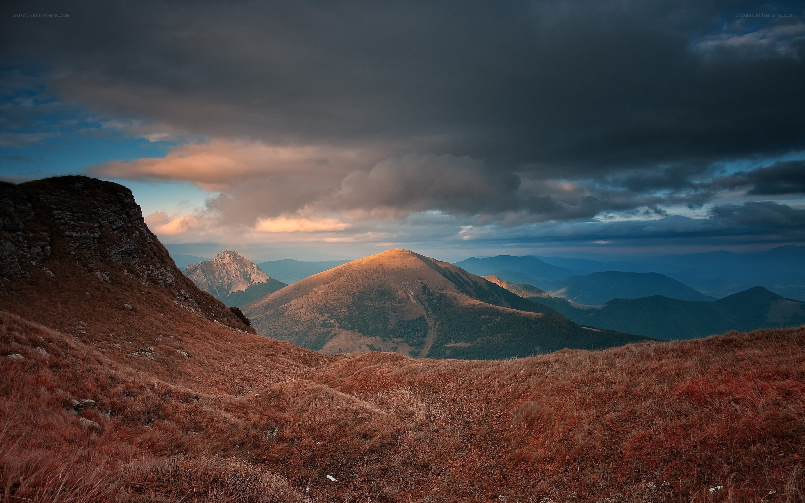 Mountain landscape at sunset