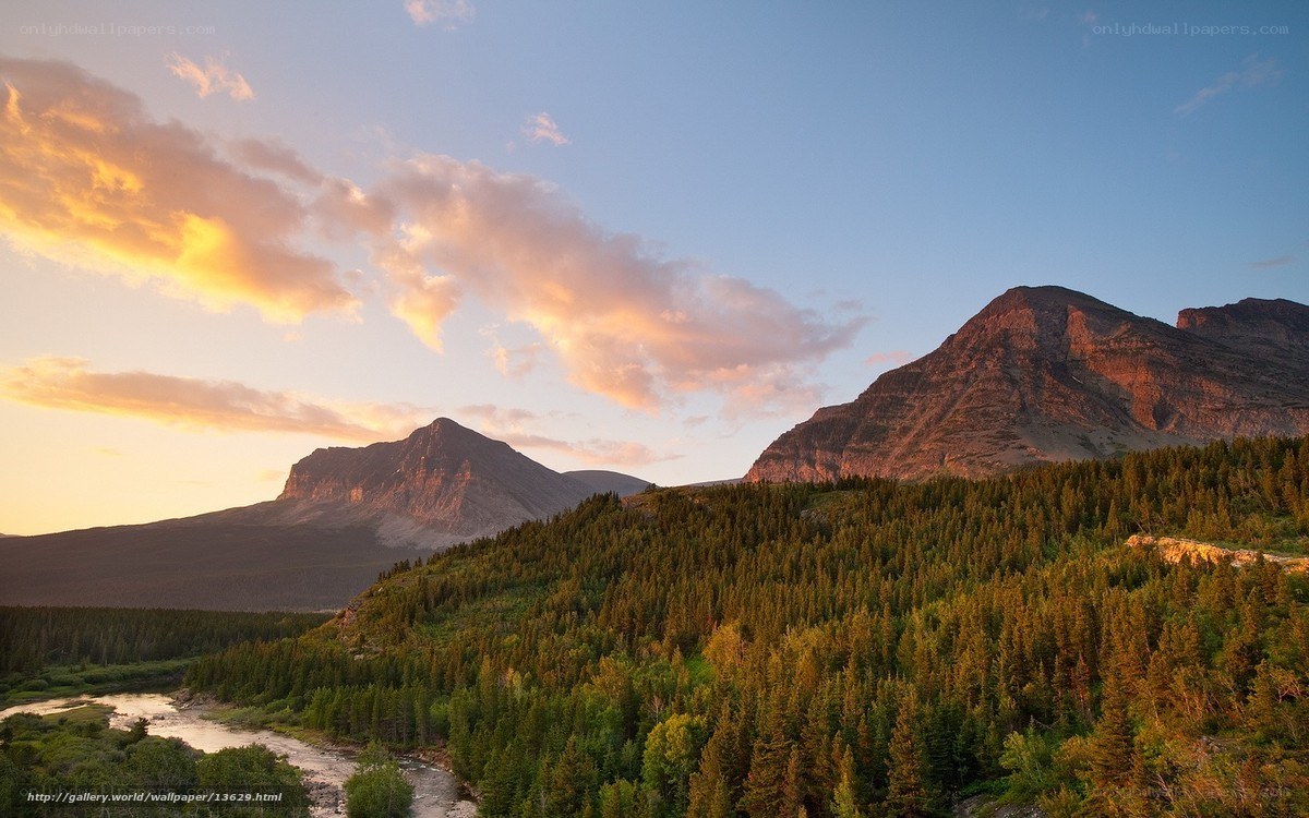 Mountain landscape at sunset
