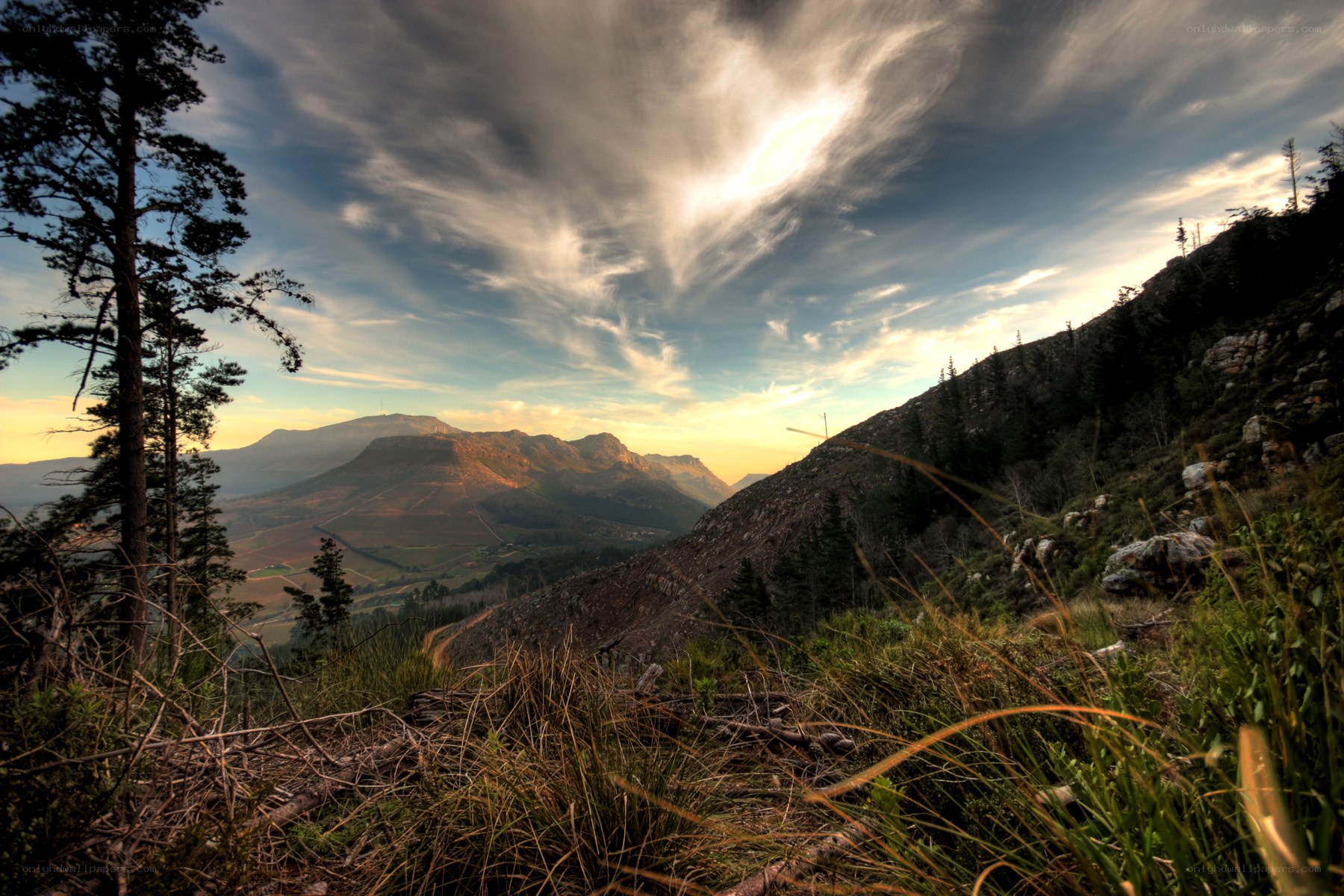 Mountain landscape at sunset