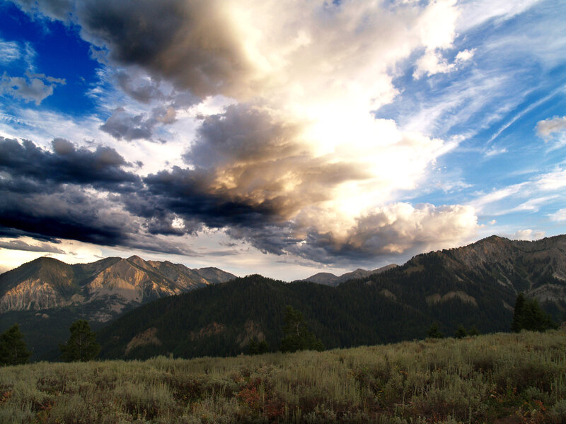 Mountain landscape at sunset