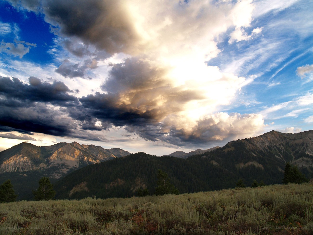 Mountain landscape at sunset
