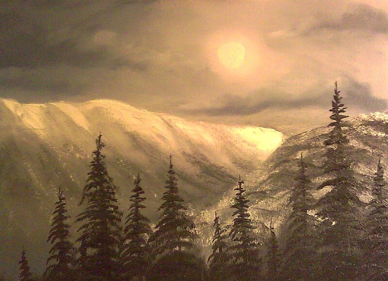 Mountain landscape at sunset
