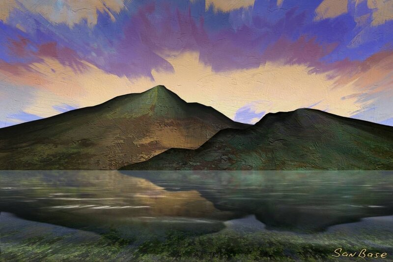 Mountain landscape at sunset