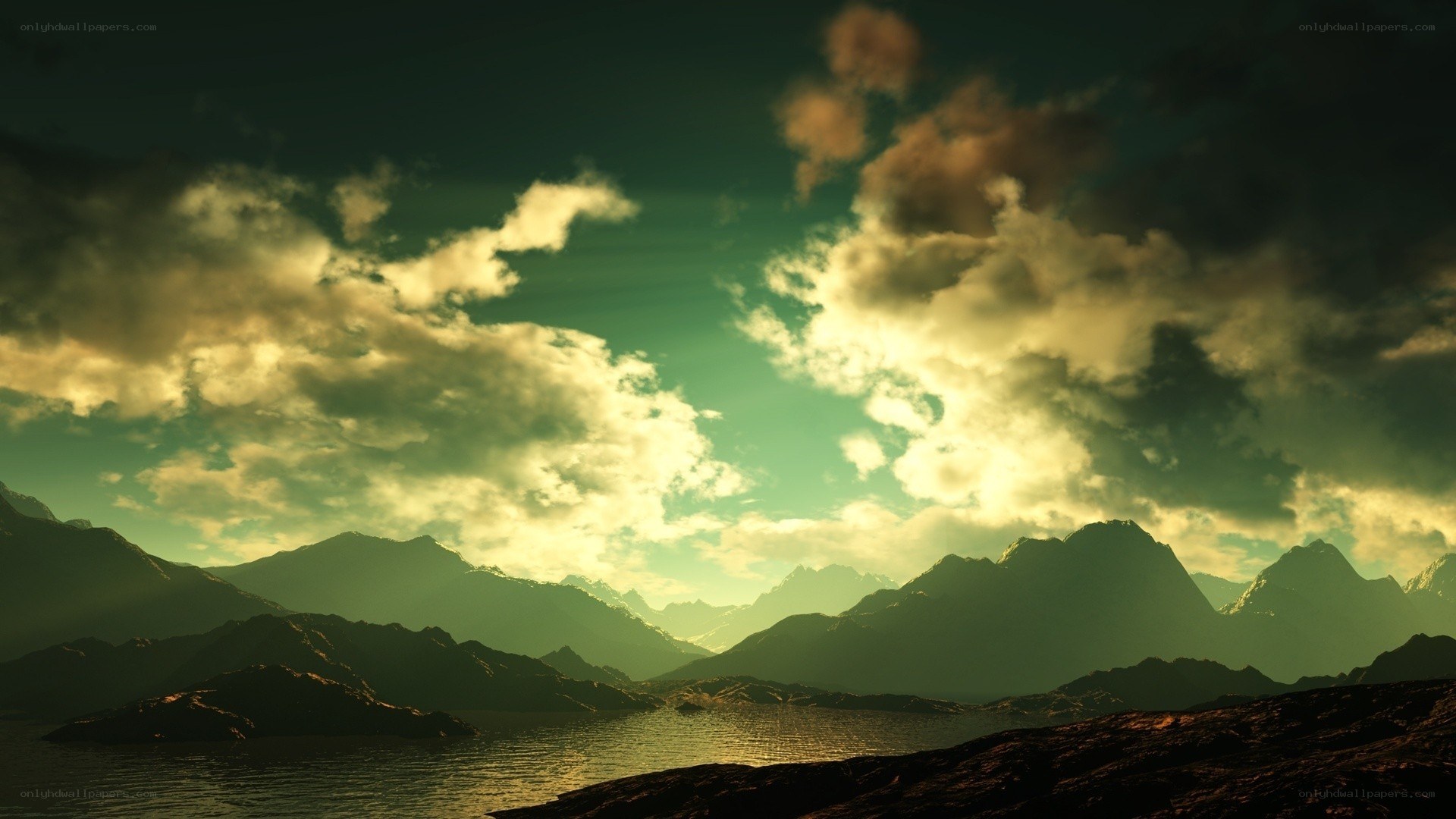 Mountain landscape at sunset