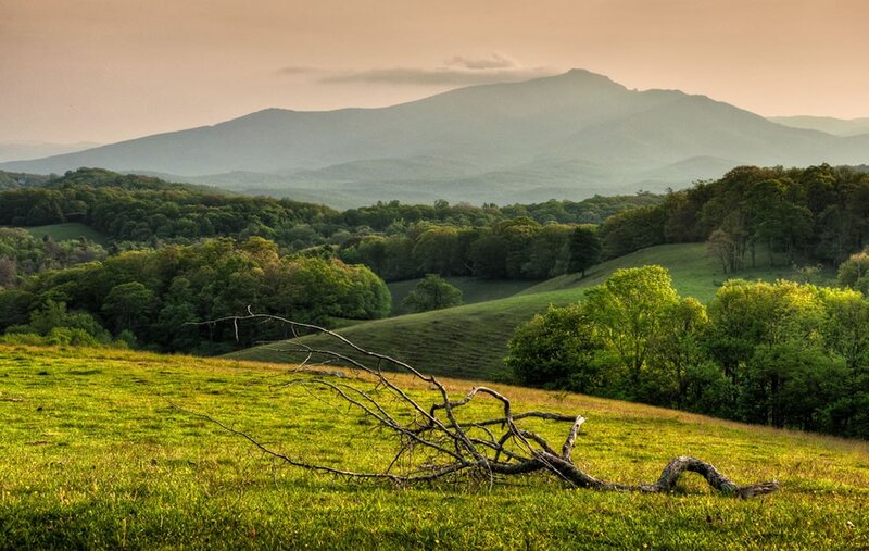 Mountain landscape at sunset