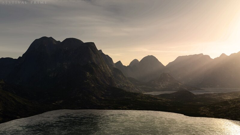 Mountain landscape at sunset