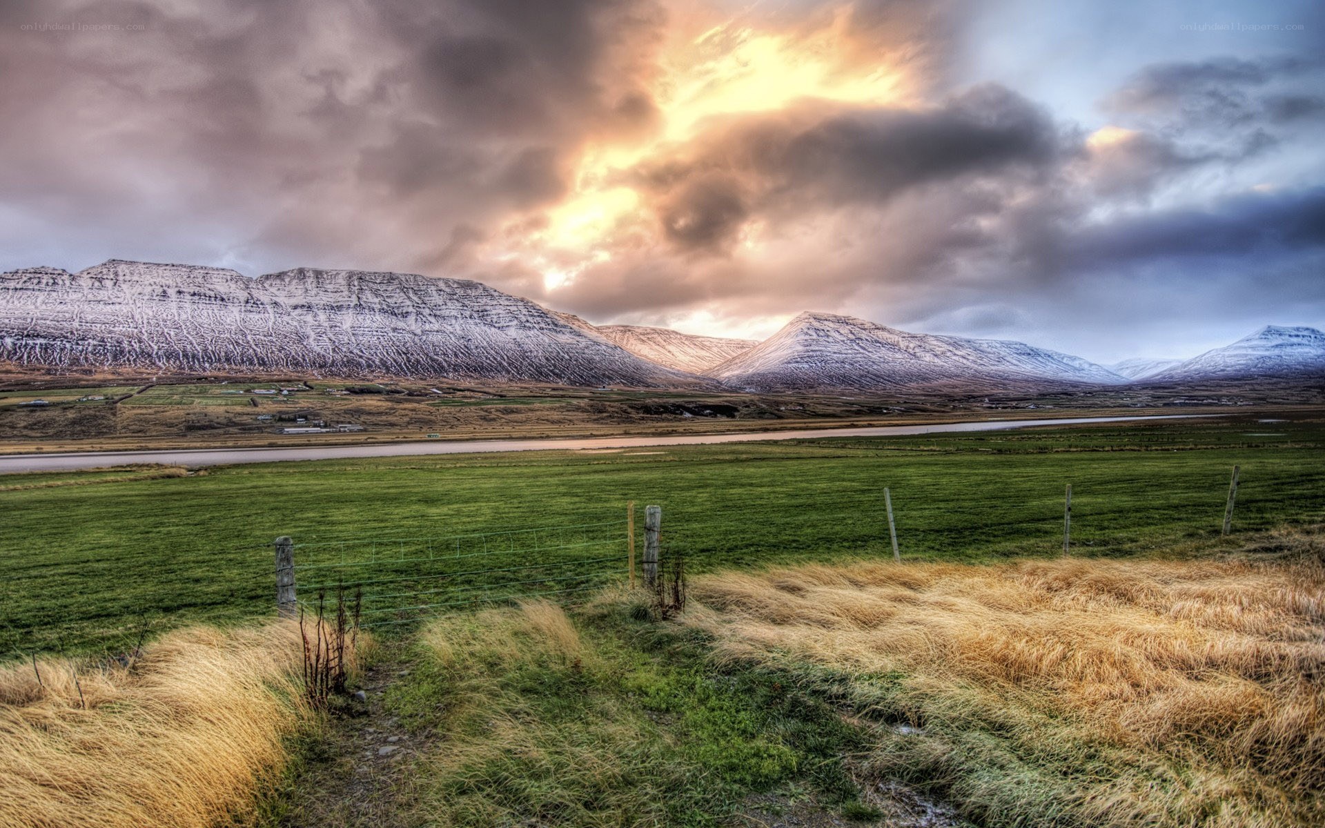 Mountain landscape at sunset