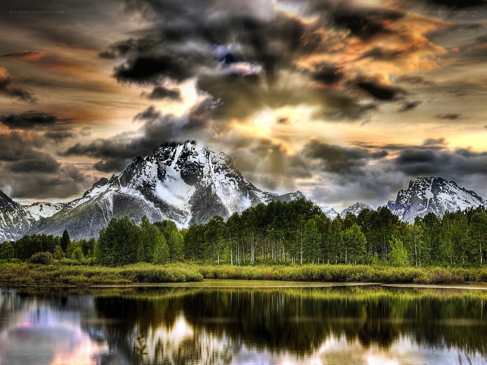 Mountain landscape at sunset