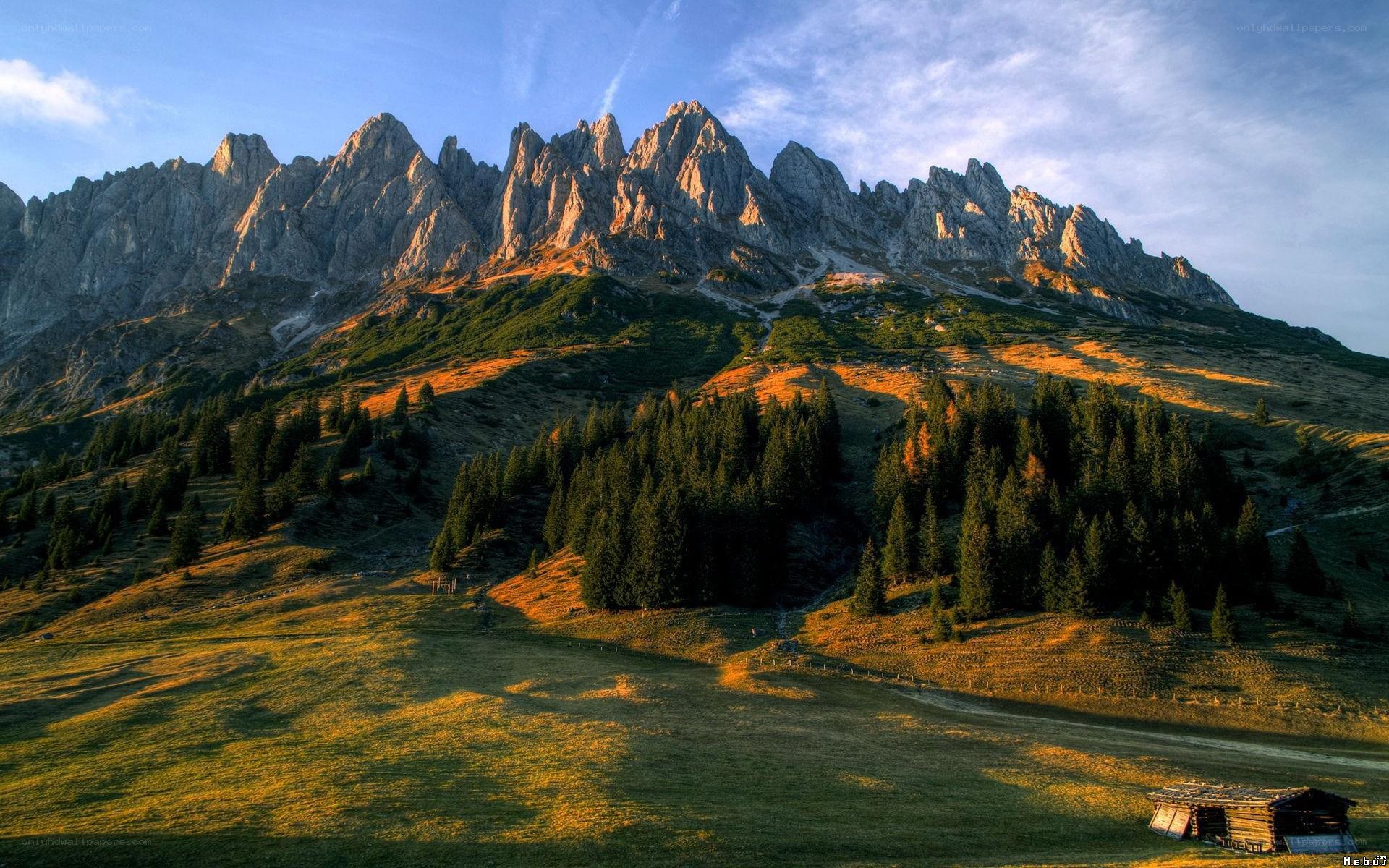 Mountain landscape at sunset