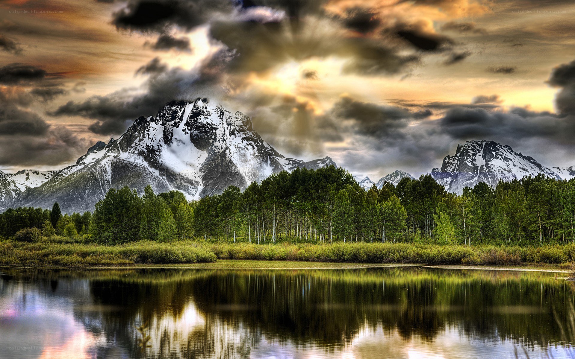 Mountain landscape at sunset