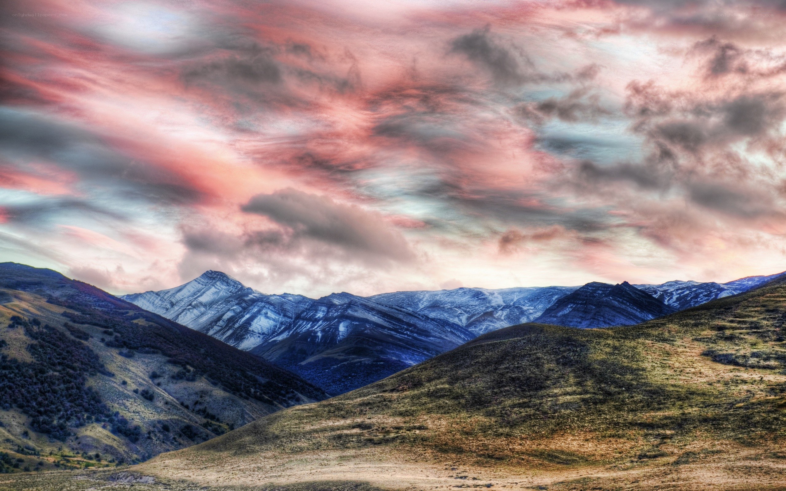 Mountain landscape at sunset