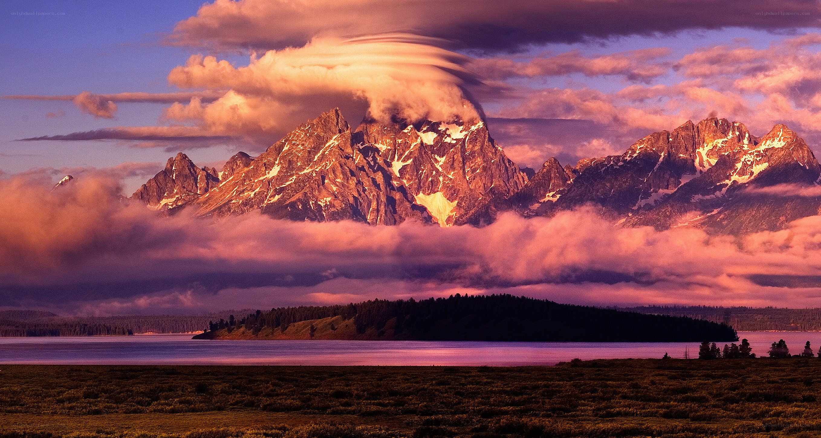 Mountain landscape at sunset