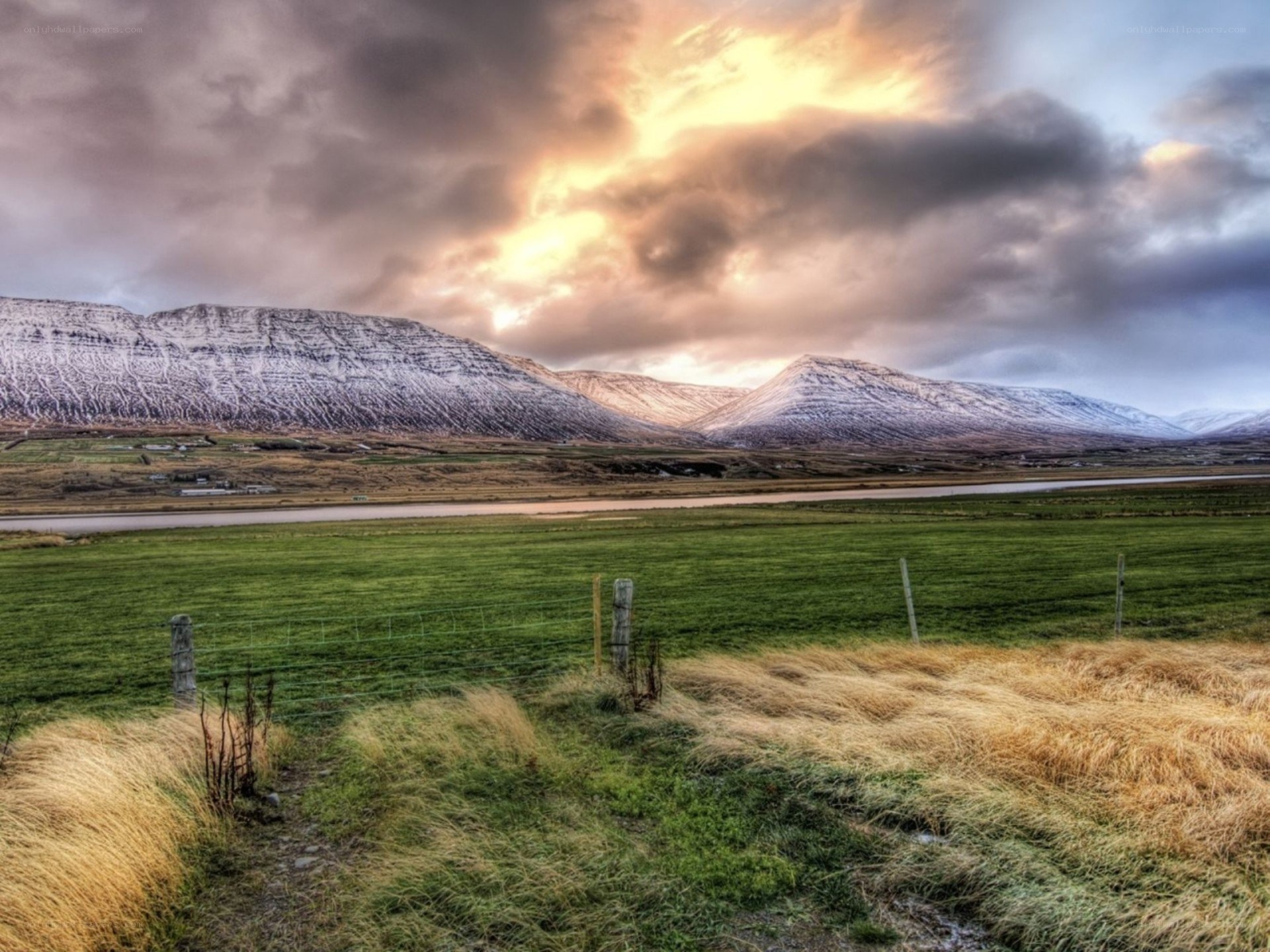 Mountain landscape at sunset