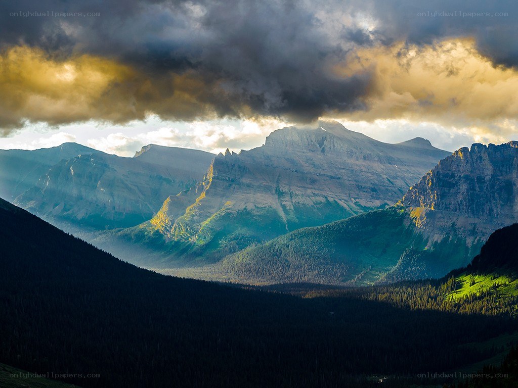 Mountain landscape at sunset
