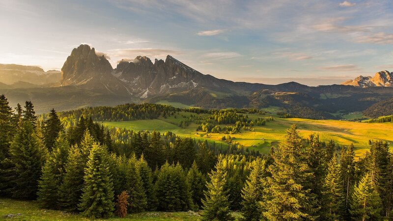 Mountain landscape at sunset