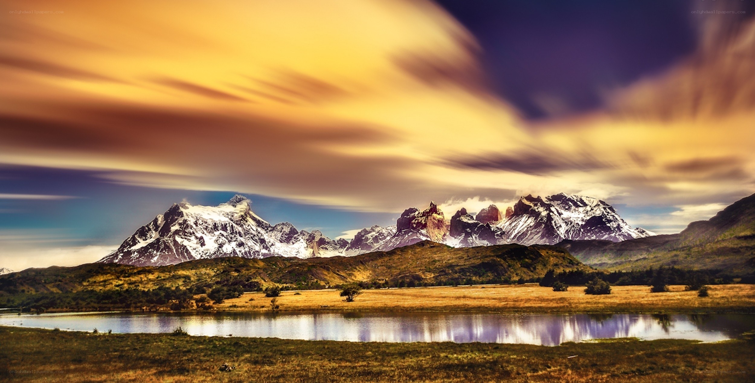 Mountain landscape at sunset