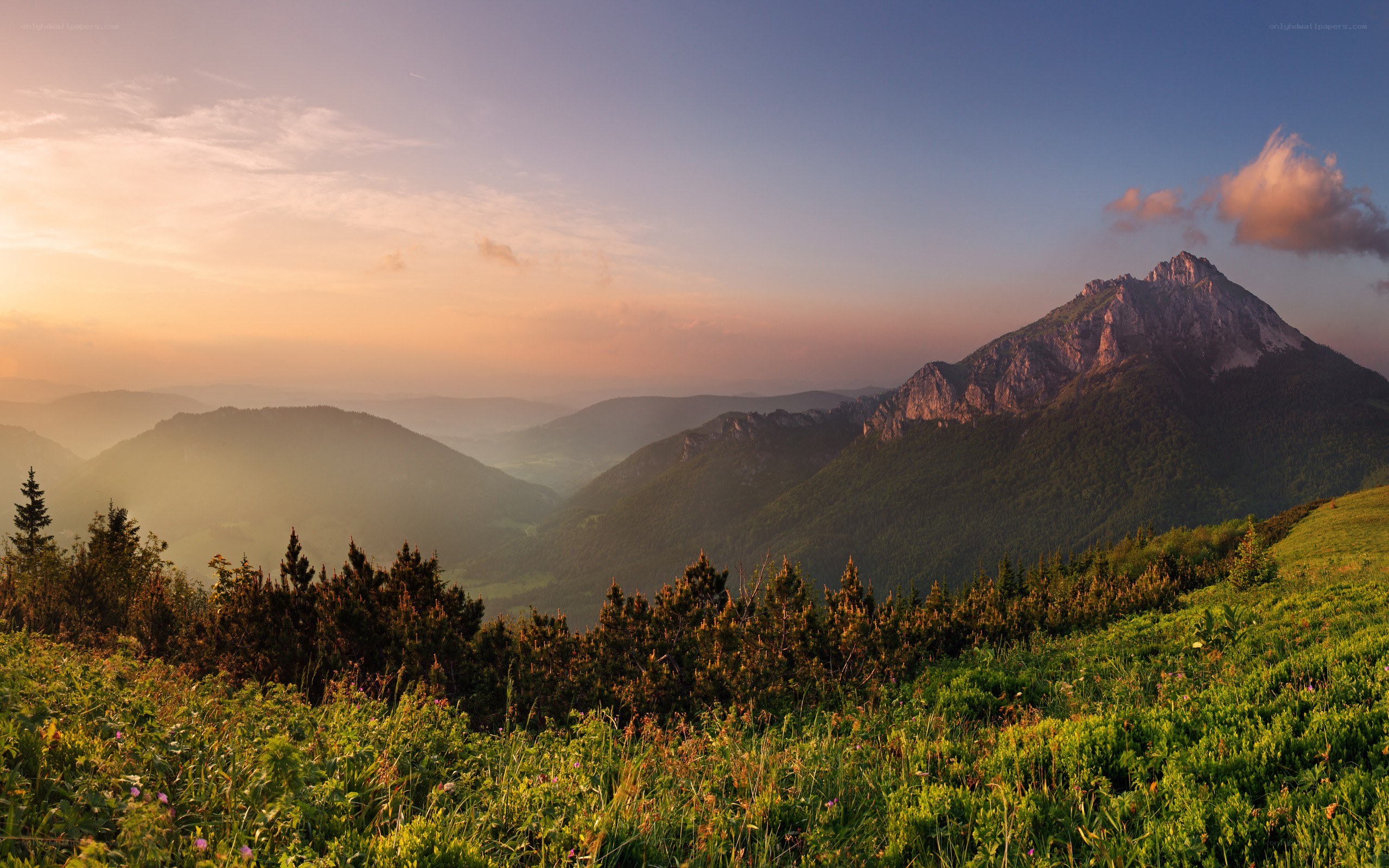 Mountain landscape at sunset
