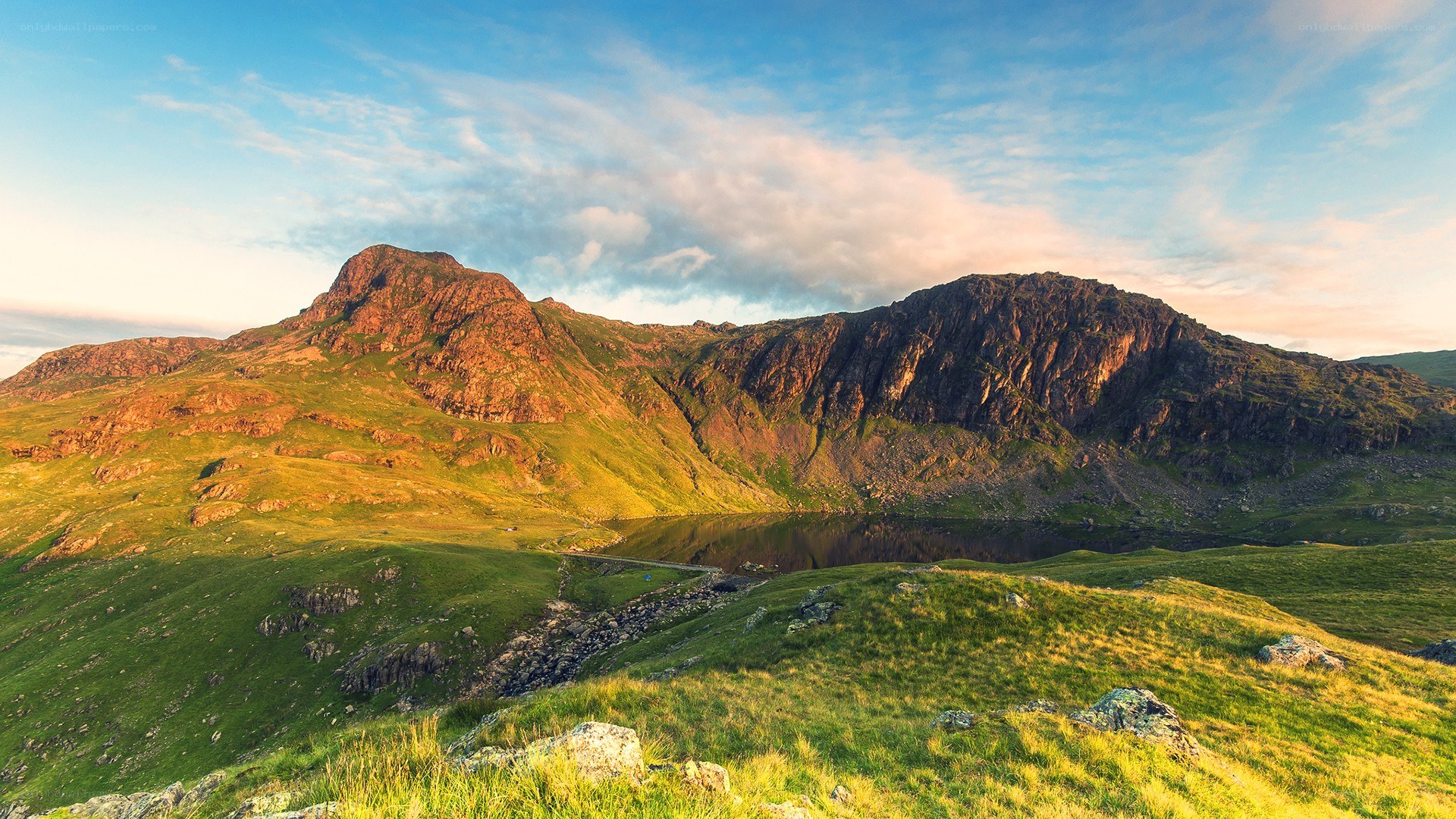 Mountain landscape at sunset