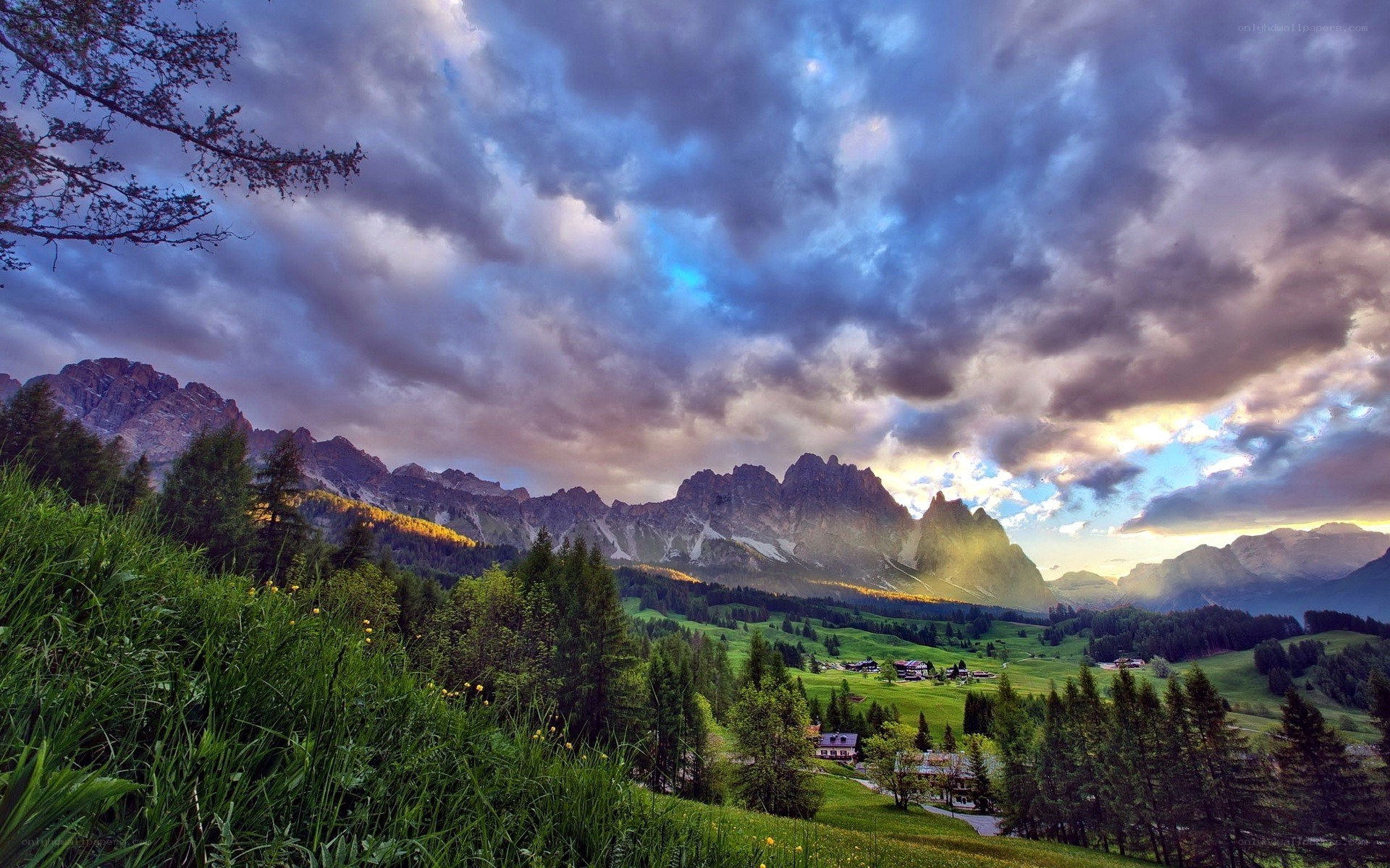 Mountain landscape at sunset