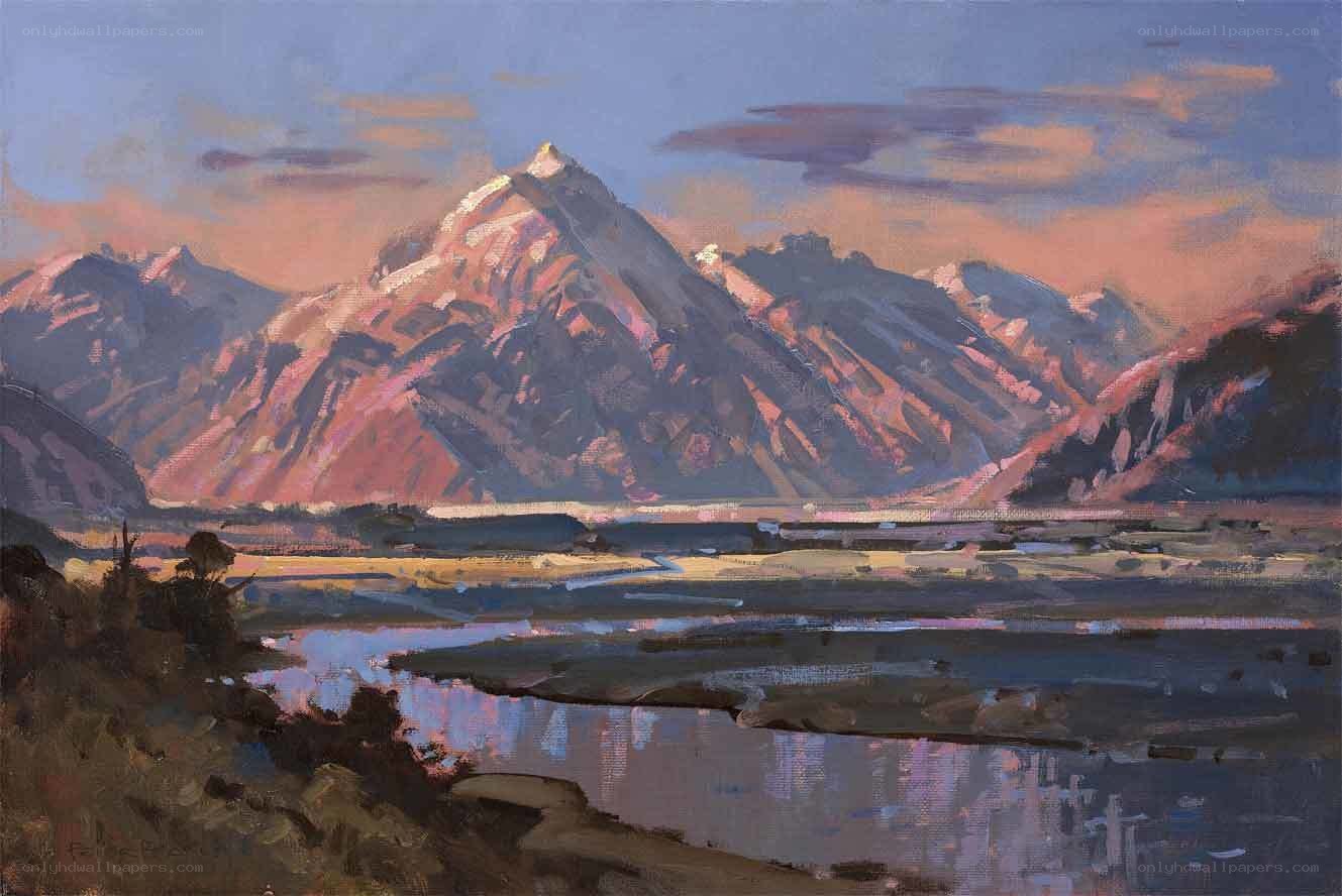 Mountain landscape at sunset