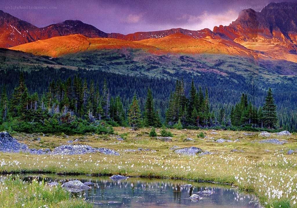 Mountain landscape at sunset