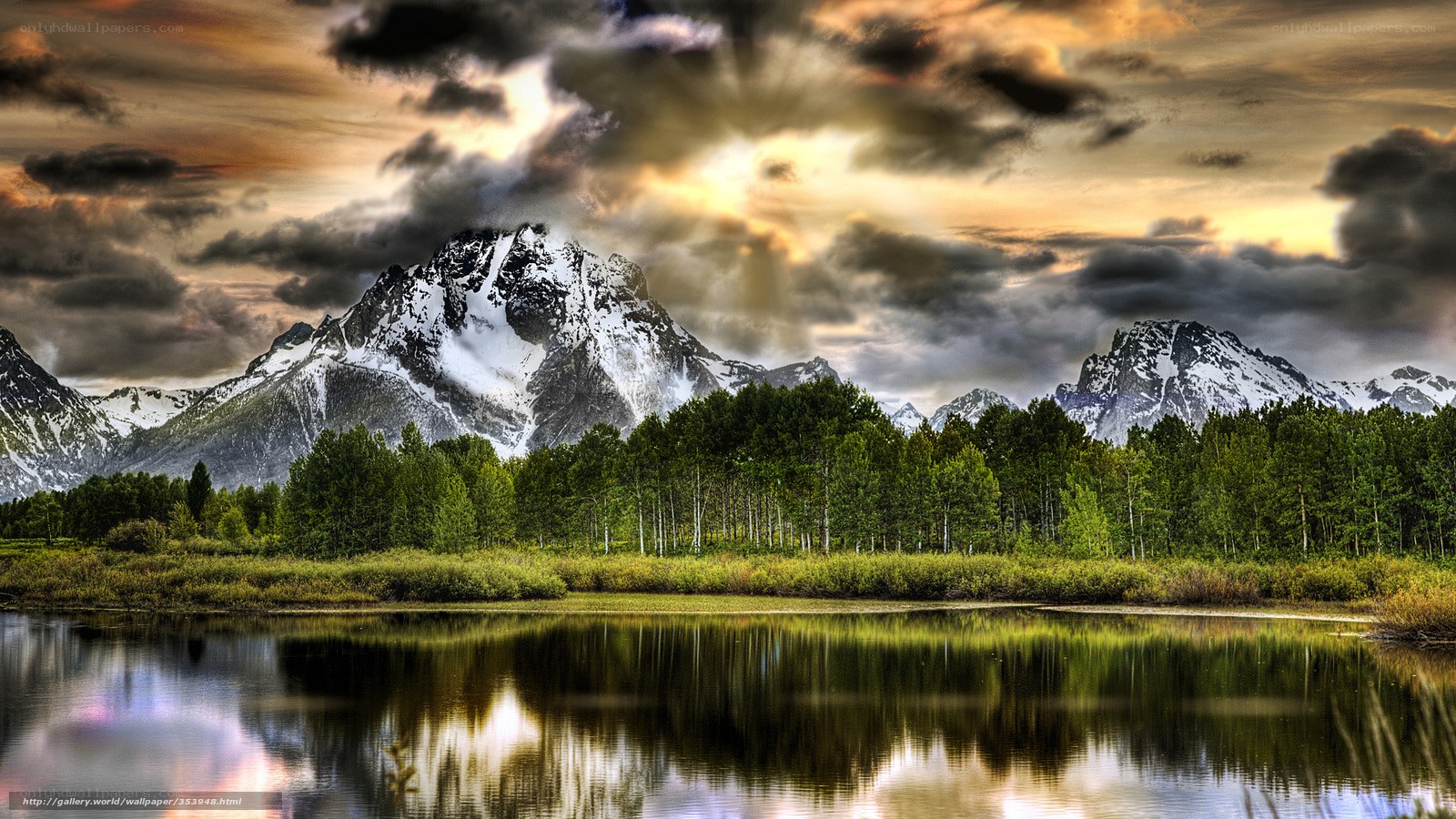 Mountain landscape at sunset