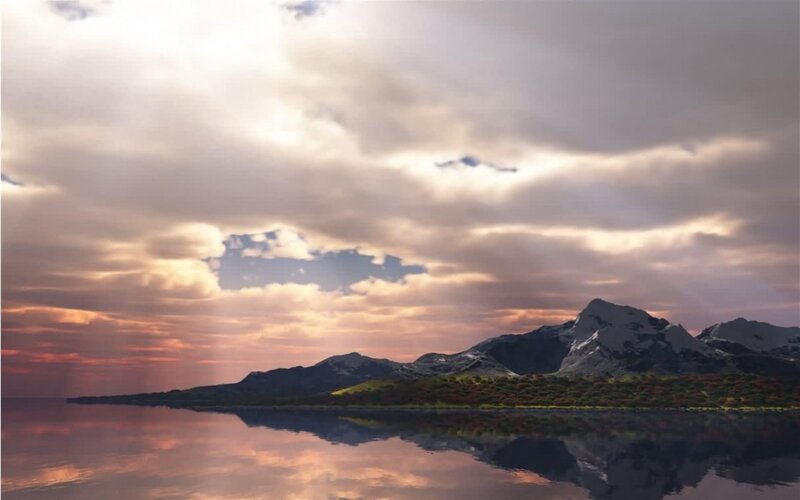 Mountain landscape at sunset