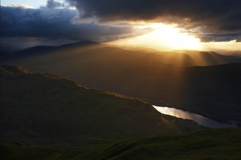 Mountain Landscape at Sunset — Green, Dramatic, Photograph, Mountains
