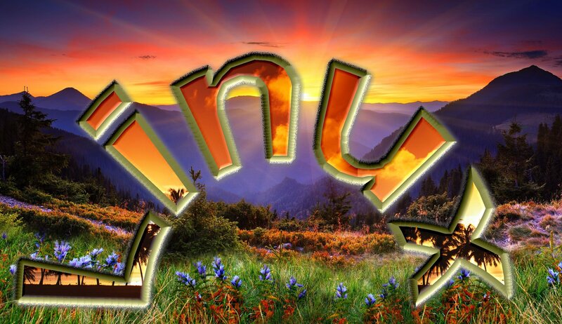 Mountain Landscape at Sunset — Orange, Dramatic, Digital Art