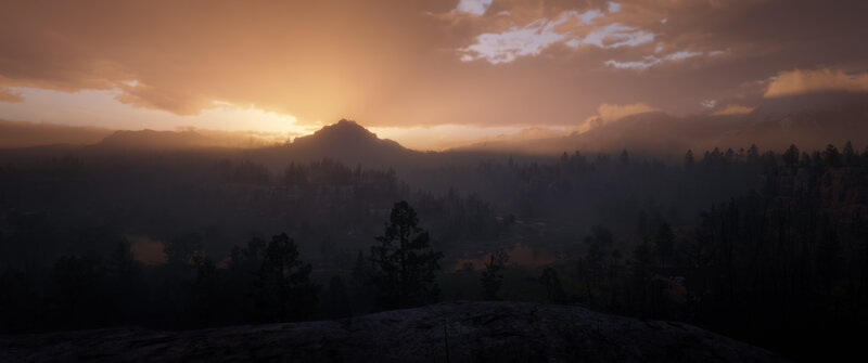 Mountain Landscape at Sunset — Orange, Serene, 3d Render, Mountains