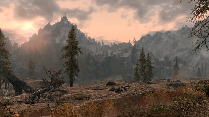 Mountain Landscape at Sunset — Orange, Serene, 3d Render