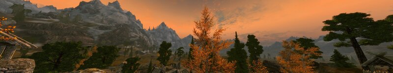 Mountain Landscape at Sunset — Orange, Serene, 3d Render, Trees