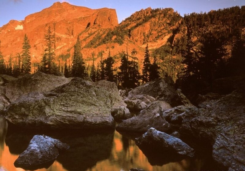 Mountain Landscape at Sunset — Orange, Serene