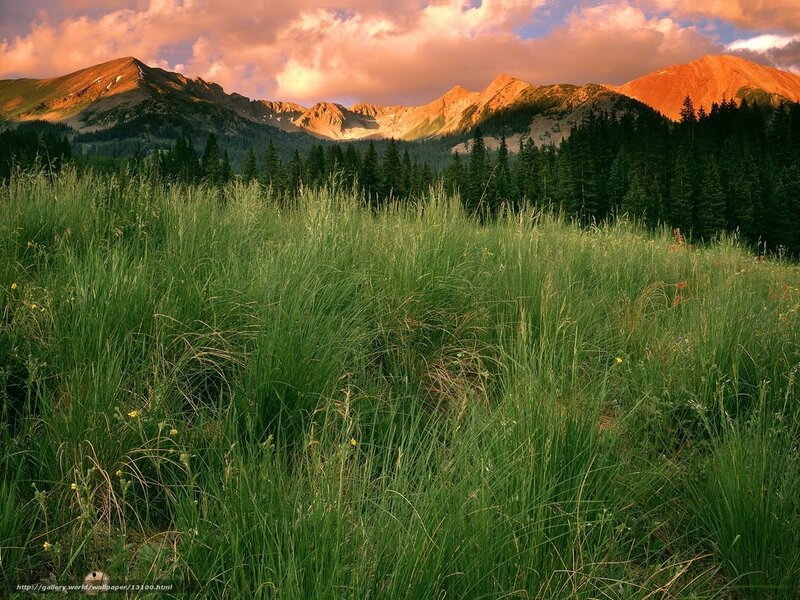 Mountain landscape at sunset