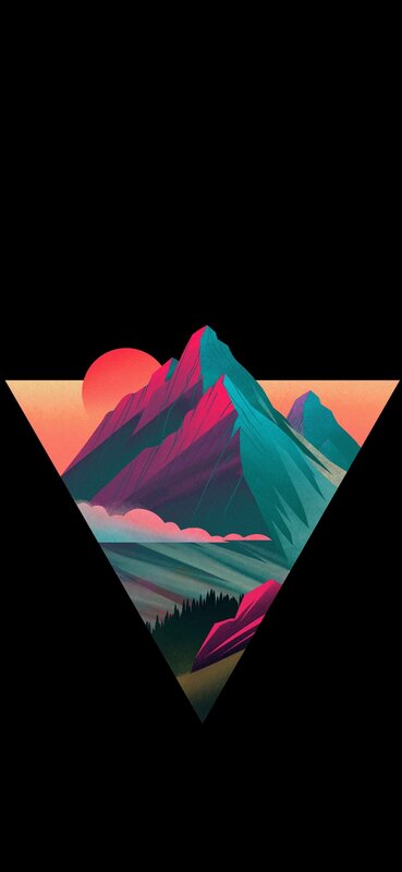 Mountain Landscape — Black, Serene, Sunset, Digital Art