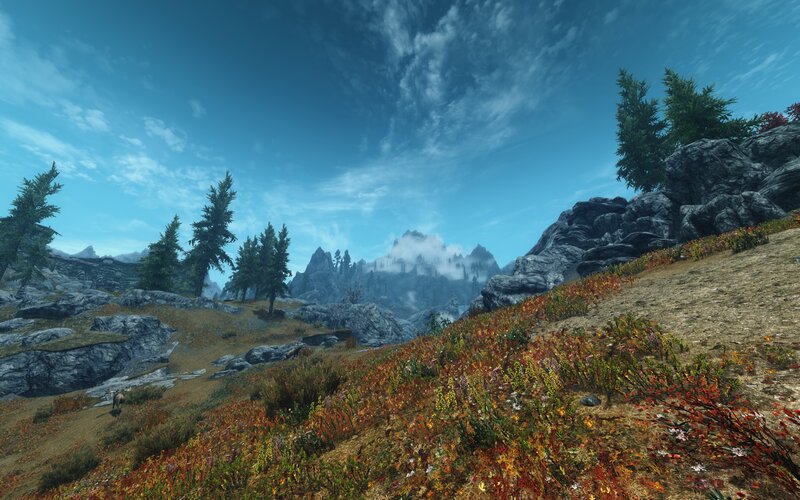 Mountain Landscape — Blue, Serene, Autumn, 3d Render