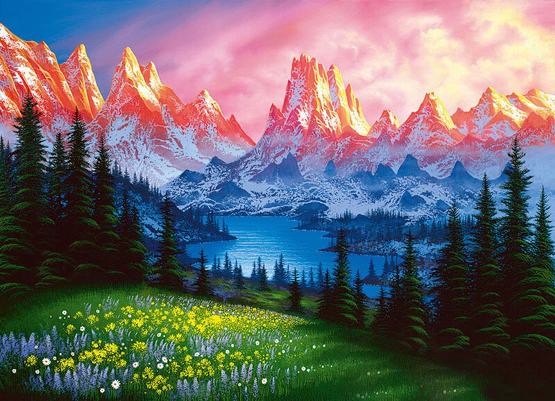 Mountain Landscape — Blue, Serene, Sunset