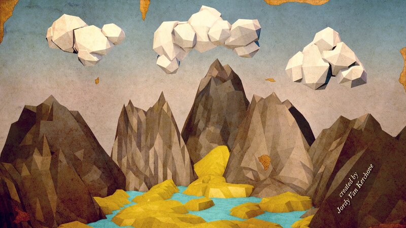 Mountain Landscape — Brown, Serene, Digital Art