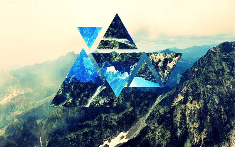 Mountain Landscape Collage — Blue, Serene, Morning