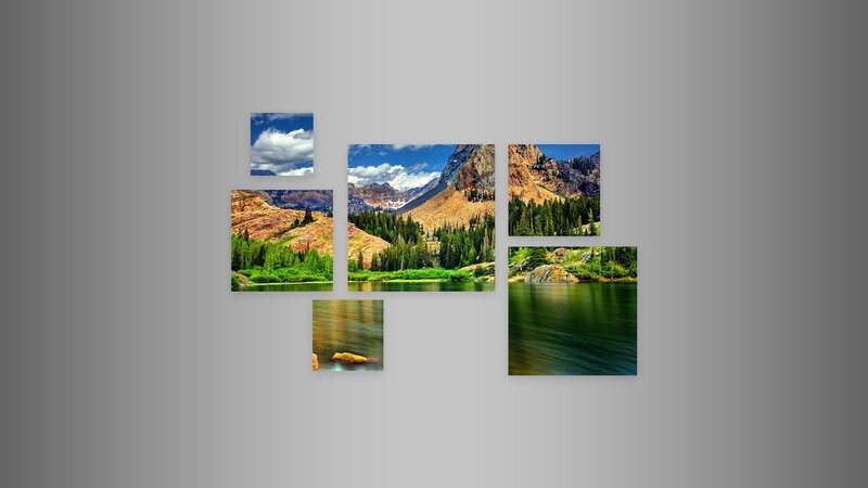 Mountain Landscape Collage — Green, Serene