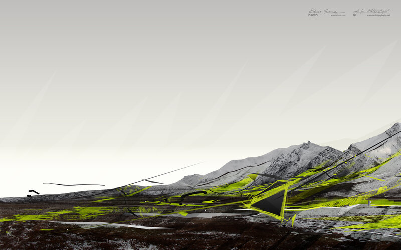 Mountain Landscape — Gray, Dramatic, Digital Art