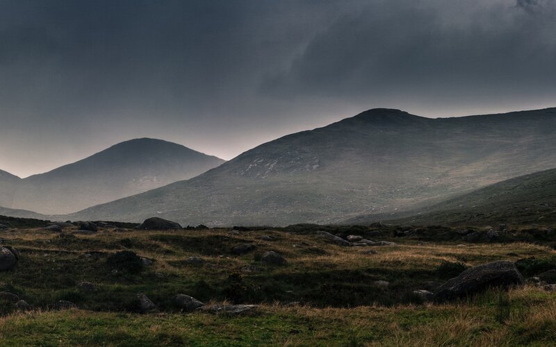 Mountain Landscape — Green, Dramatic, Afternoon, Photograph, Mountains, Rocks